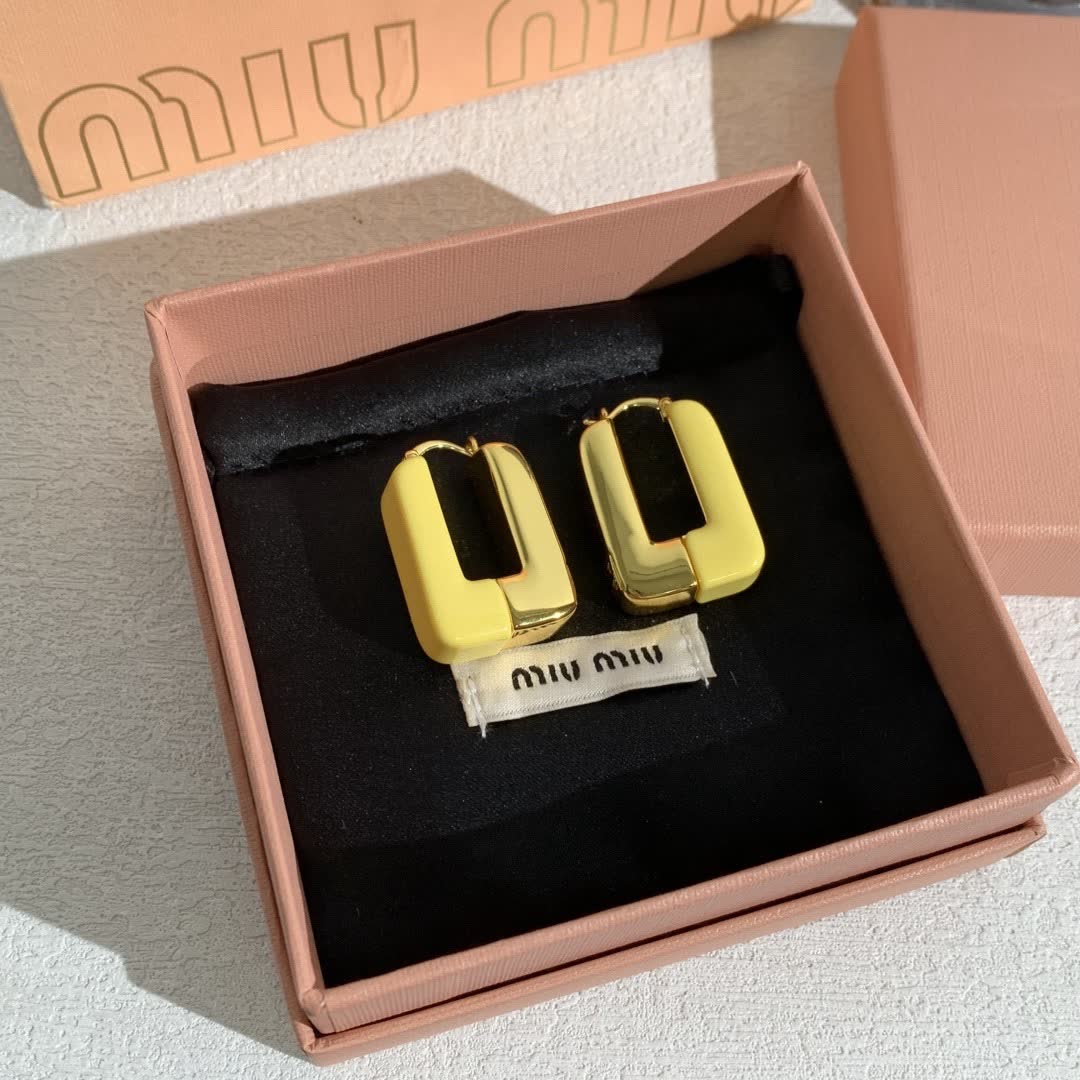 Miu Miu Yellow Rectangle Earrings